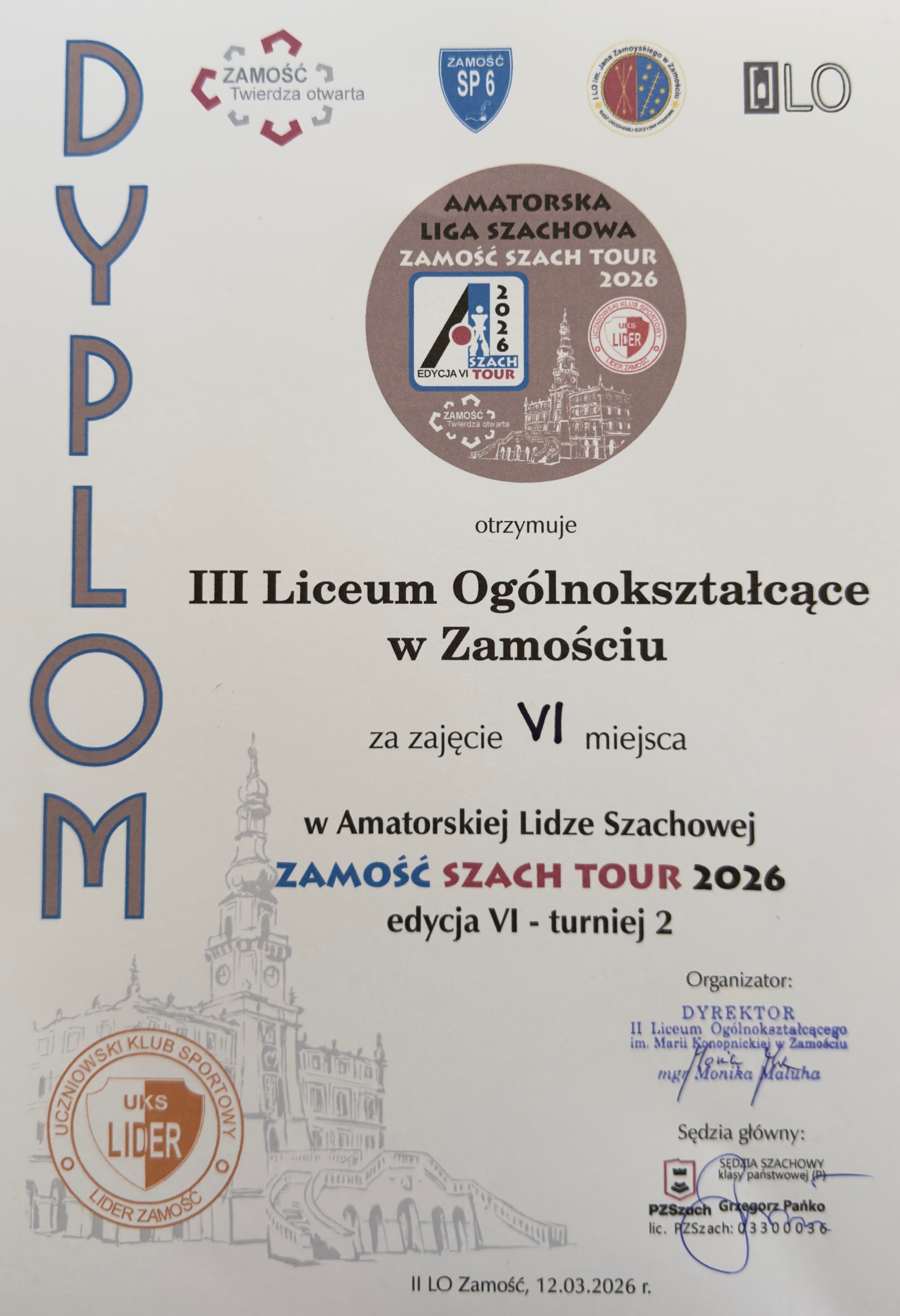 Podsumowanie drugiego turnieju szachowego w ramach Zamość Tour 2026