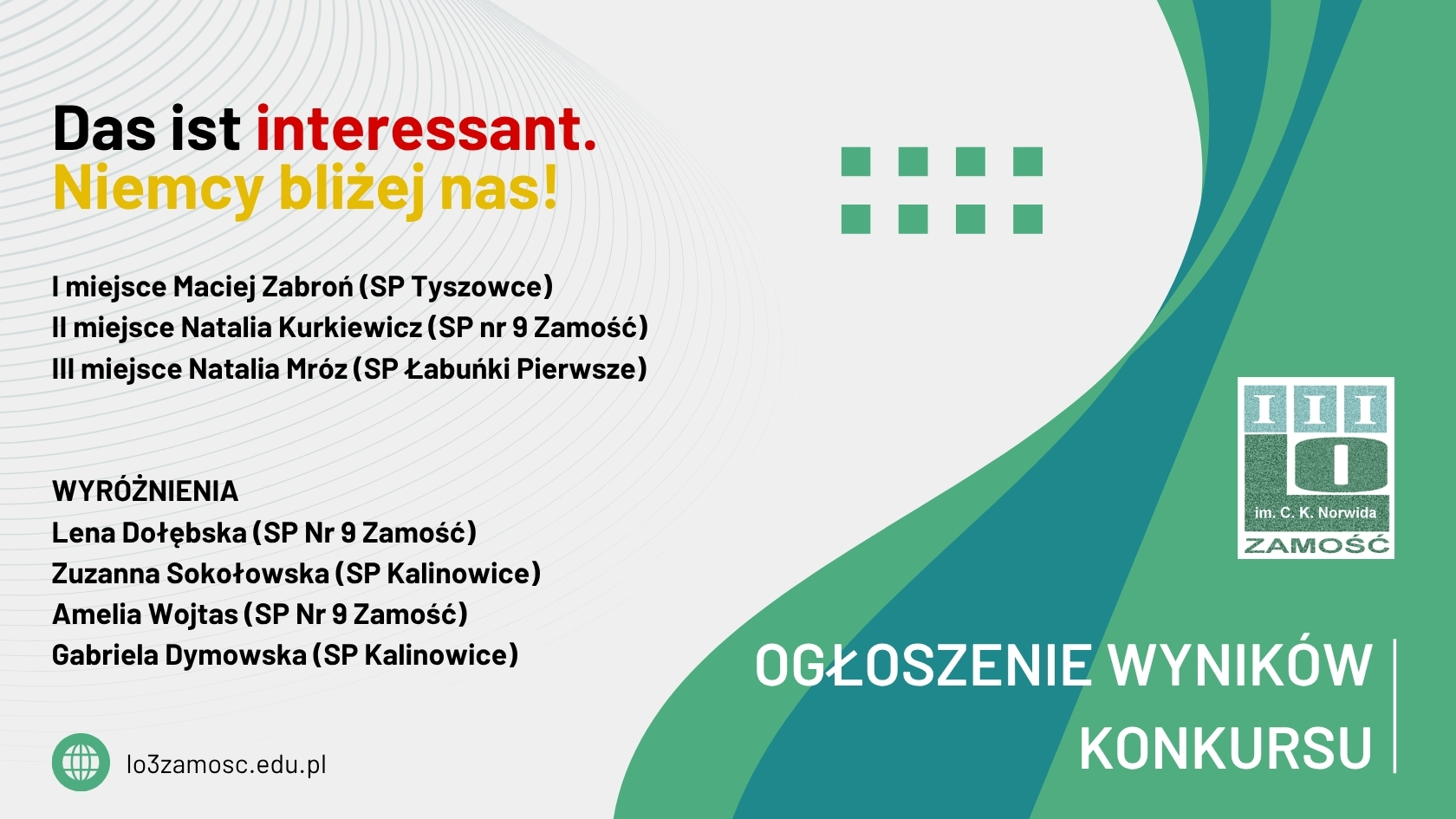 Ogłoszenie wyników konkursu „Das ist interessant. Niemcy bliżej nas!”