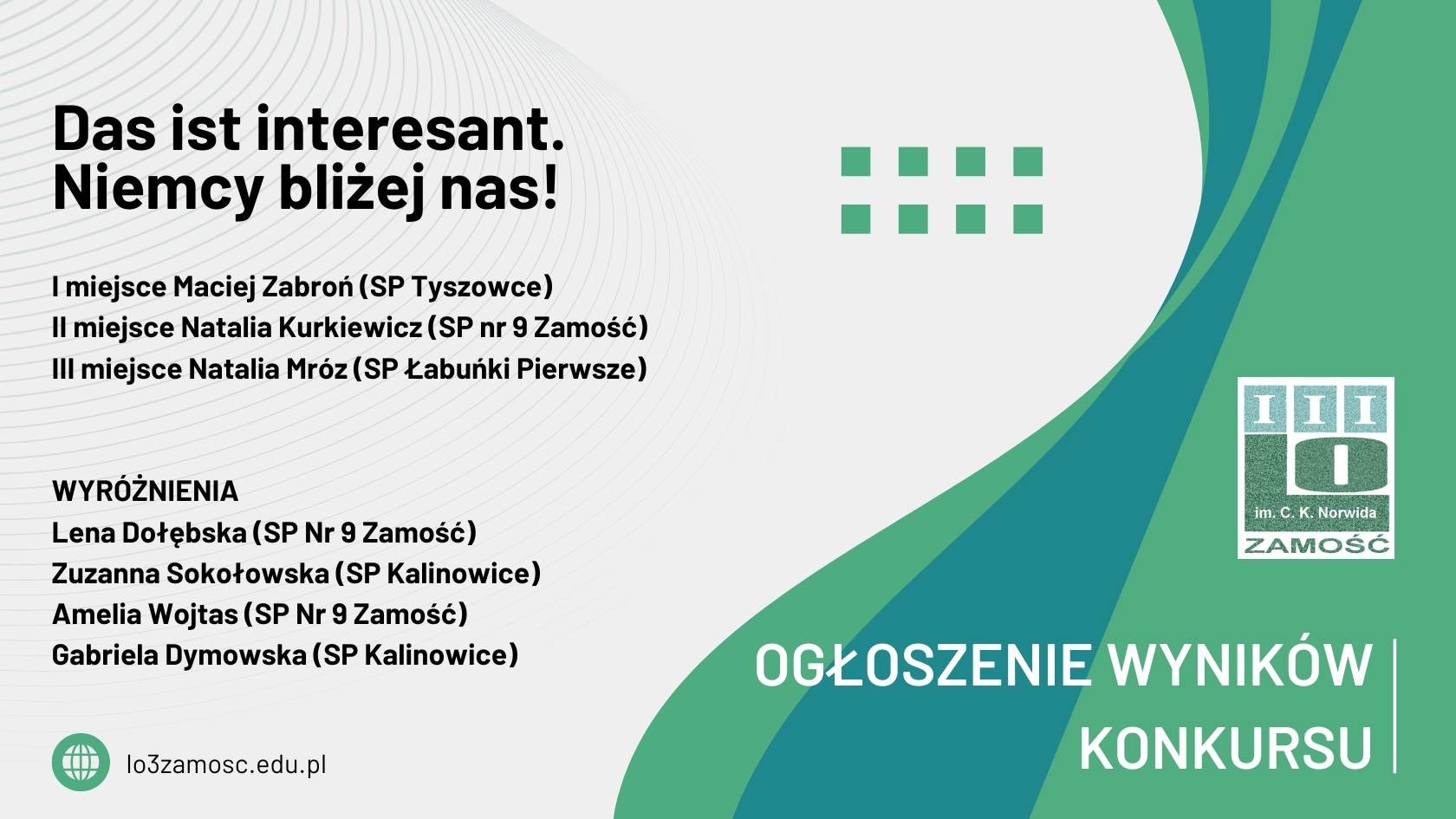 Ogłoszenie wyników konkursu „Das ist interesant. Niemcy bliżej nas!”