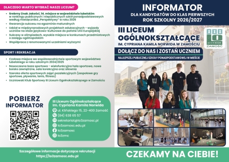 Informator dla kandydatów do klas pierwszych