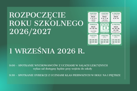 Harmonogram rozpoczęcia roku szkolnego 2026/2027