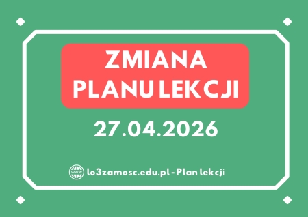 Zmiana planu lekcji od 27 kwietnia 2026 r.